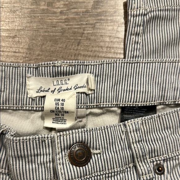 L.O.G.G. H&M Blue/White Striped cropped straight leg Jeans Size 10 - Picture 4 of 11